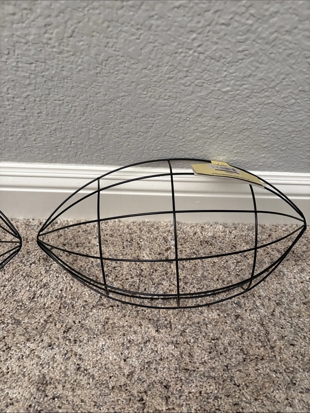Set of 2. Black Wire Football-Shaped Decorative Basket